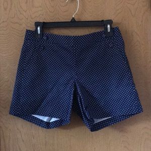 Navy and white polka dot shorts
